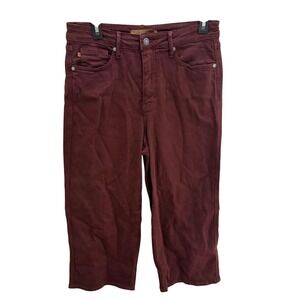 Judy Blue Womens Garment Dyed Burgundy Cropped Wide Leg Jeans Size‎ 9/29 Stretch